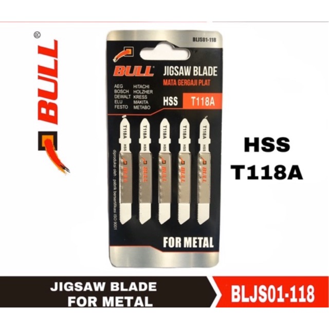 Jigsaw Blade Mata Gergaji Metal T118a Bull