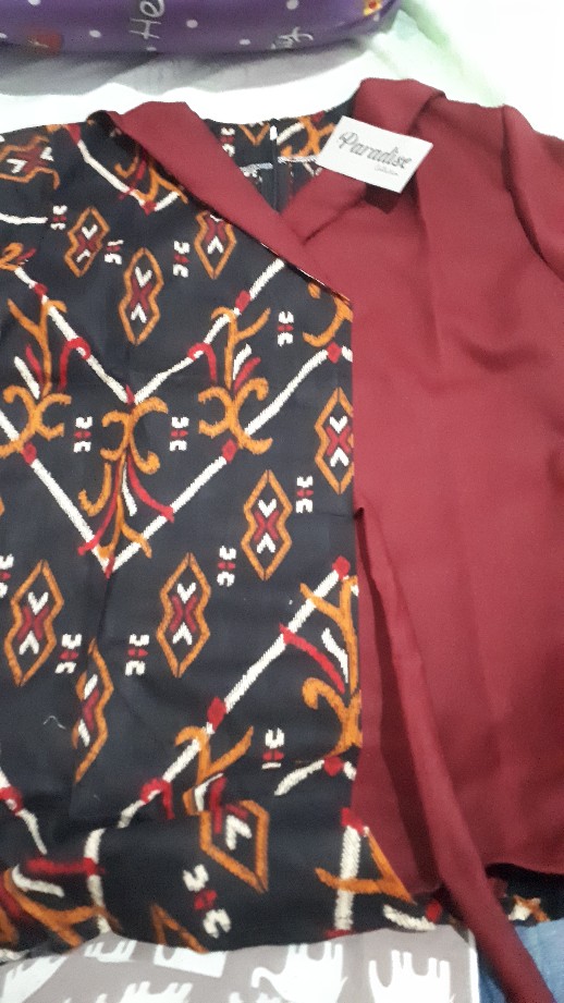 Tey-17 Batik Wanita Asj Sa Hrb026 Kenongo Kemeja Tosca Pendek