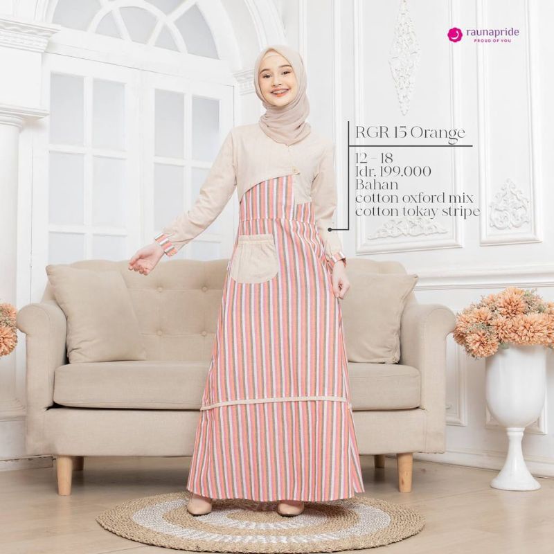 Gamis Rauna RGR 15 Hijau,Orange,Navy