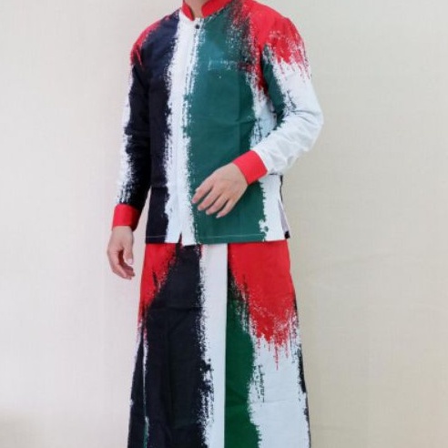 Sarung dan Kemeja Koko Motif Palestina Premium