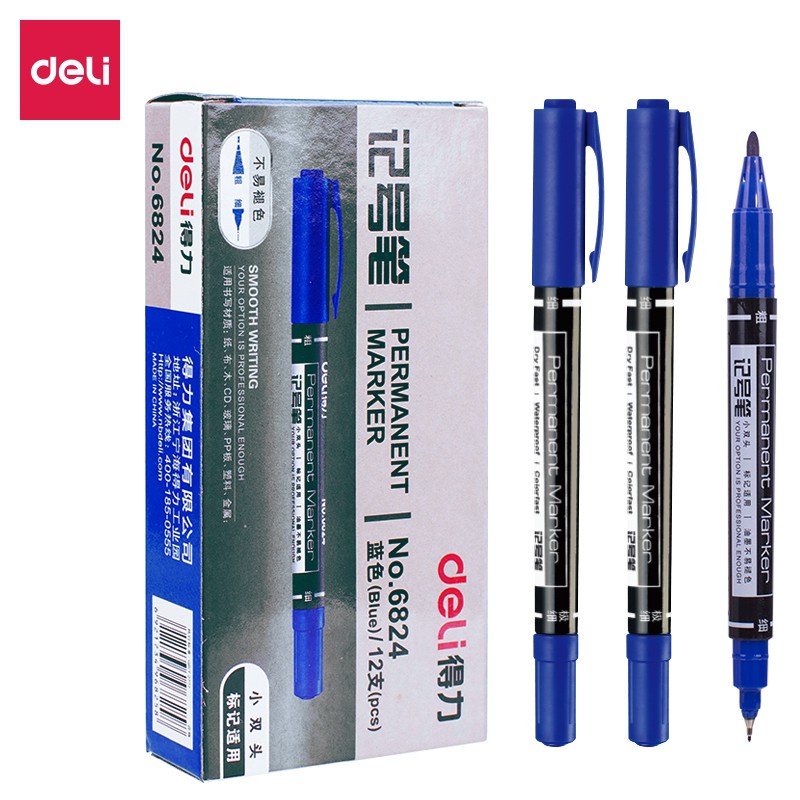 

Spidol DELI Permanent Marker 2 Sisi - kode 6824