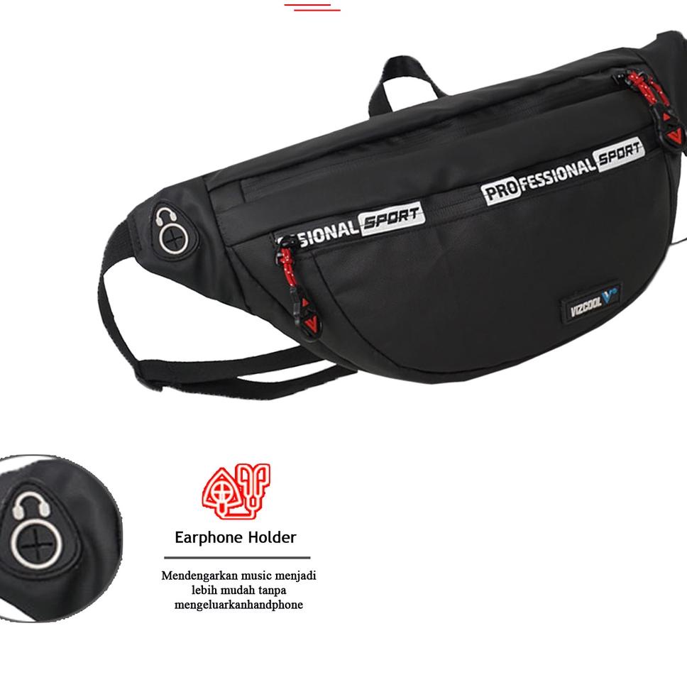Terkini VIZCOOL - Tas WaistBag Pria Trinity/Tas Pinggang  Keren/Tas Selempang Pria/Tas Waistbag Wate