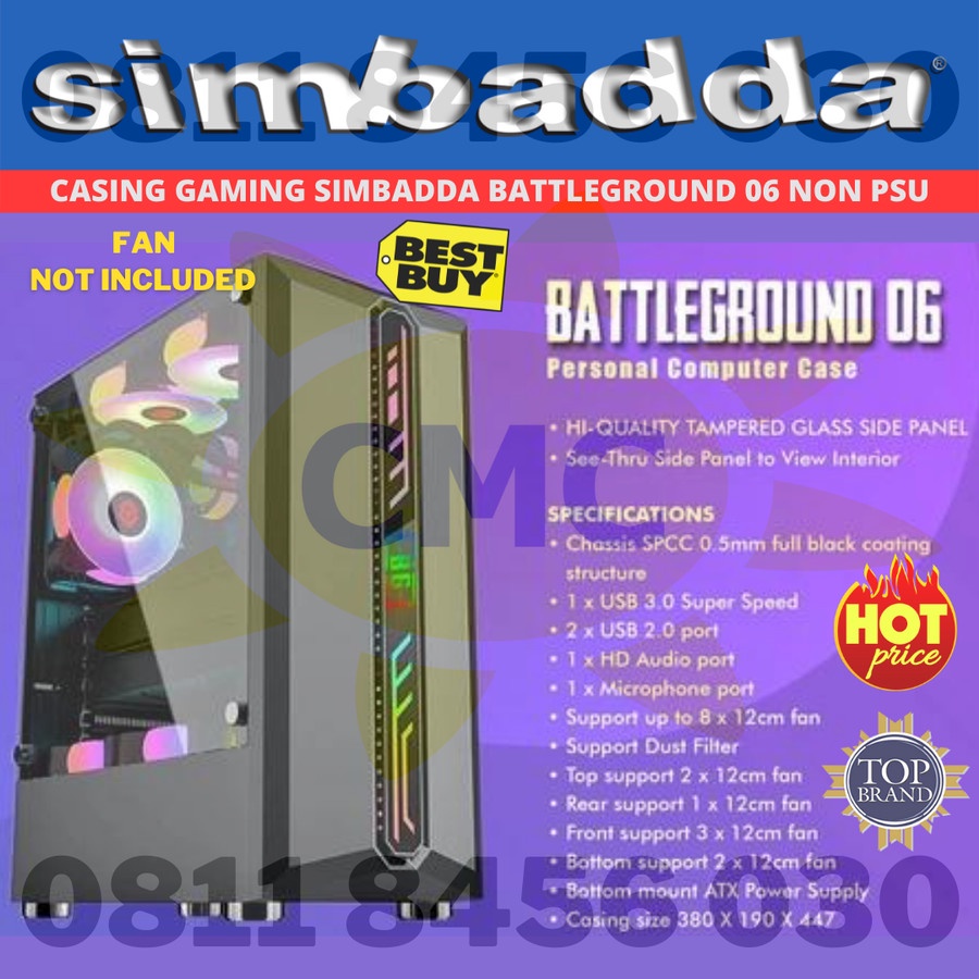 Casing Simbadda BattleGround 06 Case Gaming Simbadda ATX mATX
