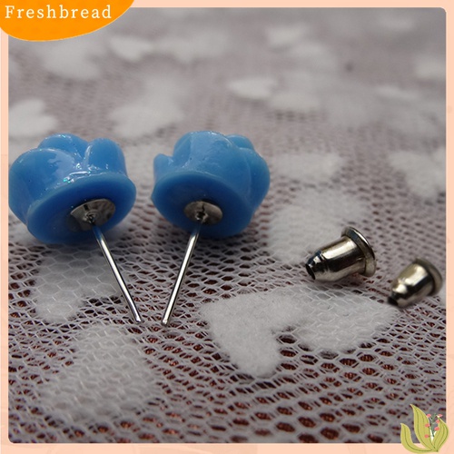 [Fresh] 12 Pasang Anting Bunga Mawar Warna Campur untuk Wanita