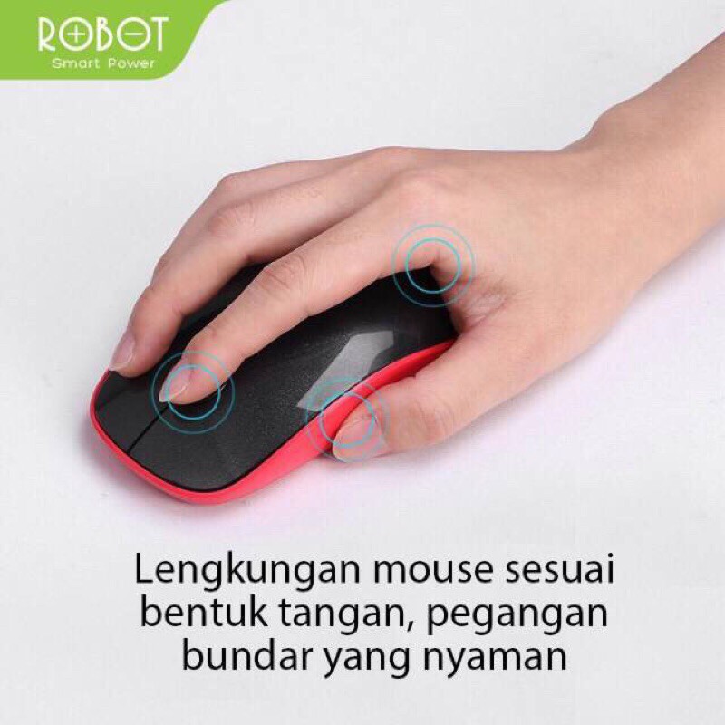 Keyboard Wireless Robot KM3000 Led Hitam Combo Mouse Usb Mini Series for Pc Laptop Original Red