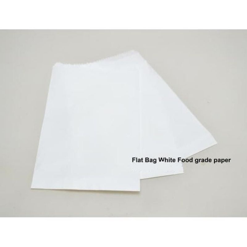 

100 PCS PAPER BAG PUTIH POLOS 10x23 cm /KANTONG KERTAS FLAT PUTIH MAKANAN ROTI SOUVENIR