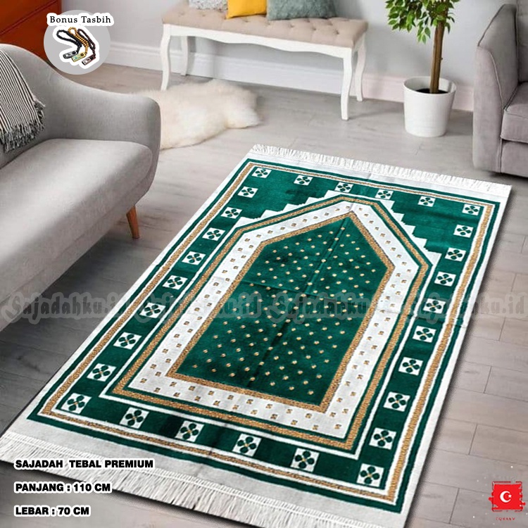 Sajadah Turkey Turki Ukuran 70x110cm Bahan Beludru Peralatan Sholat