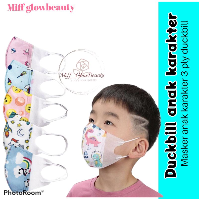 Masker Anak Karakter Duckbill isi 10pc Masker Duckbill Anak Motif 3D