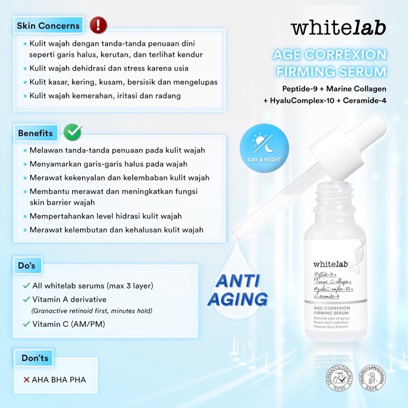 WHITELAB (NEW SERUM) Probiome Complex Serum 20ml | Real Barrier Booster Serum 20ml | Natural Moisturizing Factor (NMF) 20ml | Age Correxion Firming Serum 20ml