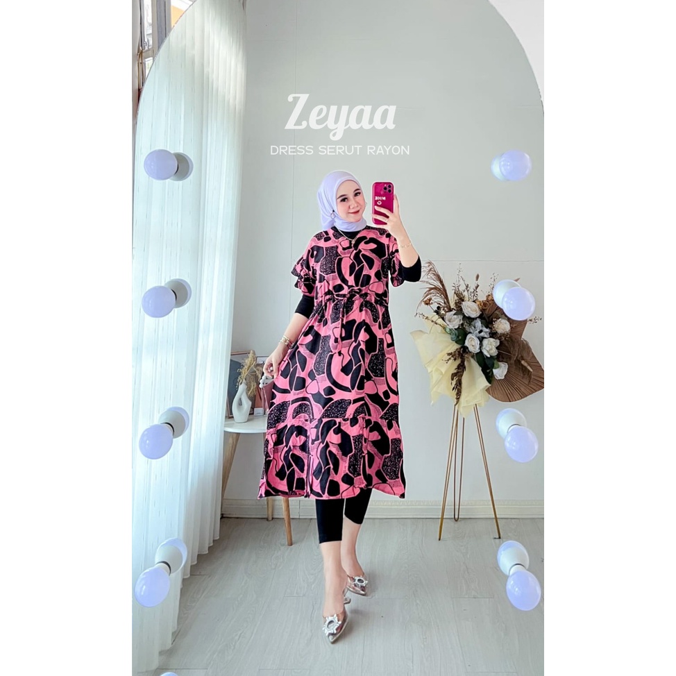 Daster Kekinian Busui Luna Dress Serut Centini Rayon