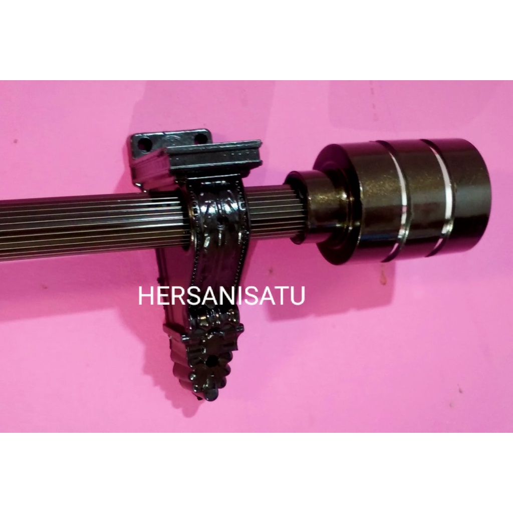RLY5 New Breket Batang Gorden Tabung 1 Meter Full Set Tirai Jendela Besi Hordeng Garis Polos