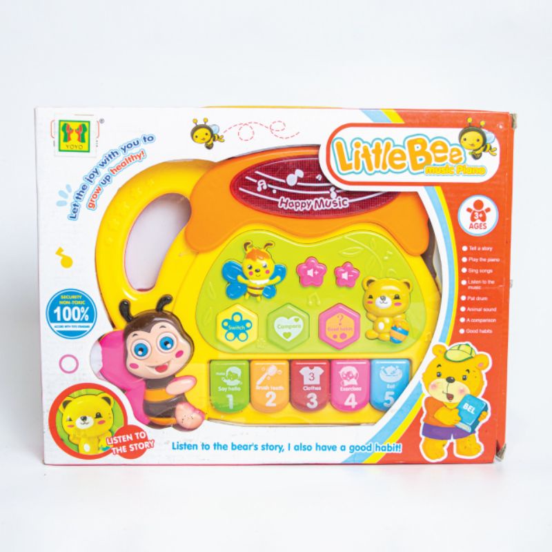 MAINAN ANAK BAYI LITTLE BEE MUSIC PIANO TELL STORY SONG MUSIK EDUKASI BAYI