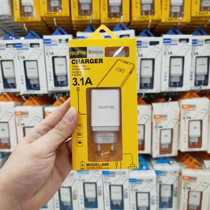 CHARGER REALME A80 SINGLE PORT REAL 1.5A MICRO USB KUALITAS BAGUS IMPORT