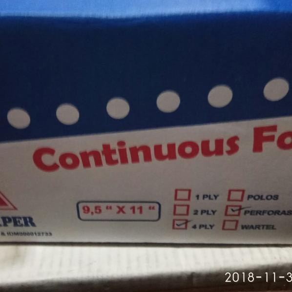 ➶ Continuous Form 4 ply PRS atau bagi 2 Indopaper ℗