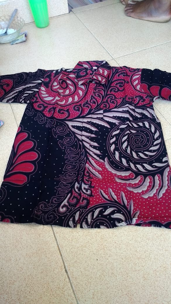 Coupel Gamis Family Batik Keluarga,sarimbit Ibu Ayah Dan Anak,baju Couple Batik Motif Puser Merah