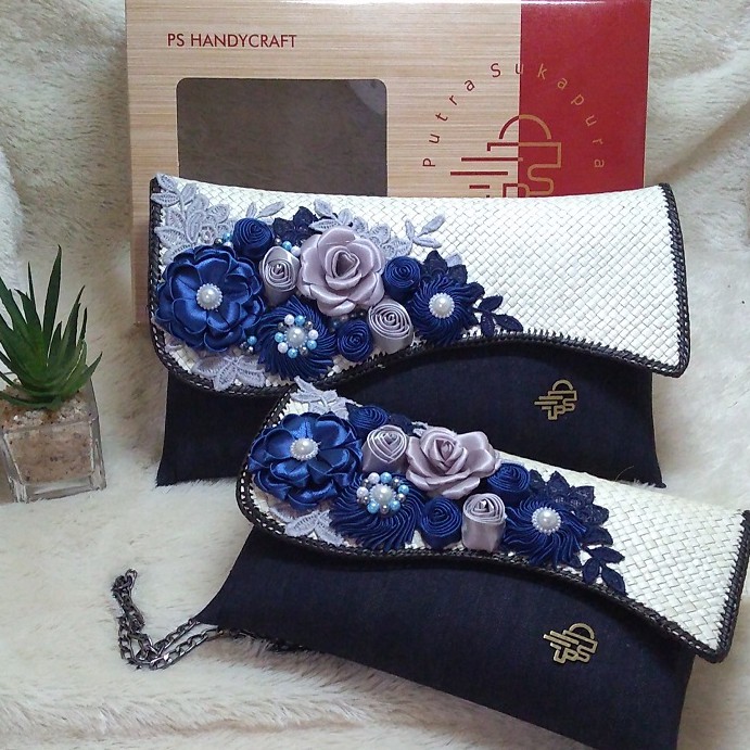 Putra Sukapura Dompet Jeans Kombin Brokat Clutch Party Cantik Tas Clutch Pesta Wanita