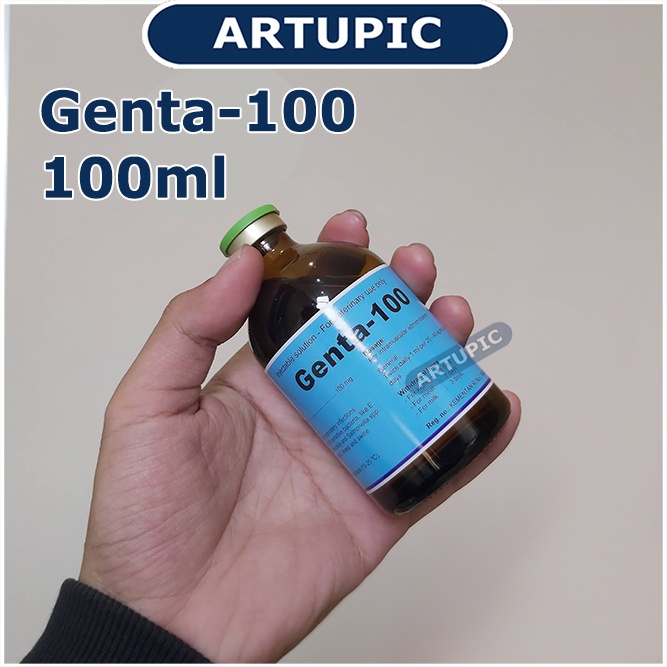 Genta-100 100ml Obat Infeksi Pernafasan Pencernaan Saluran Urin Ternak Hewan Sapi Kambing Domba