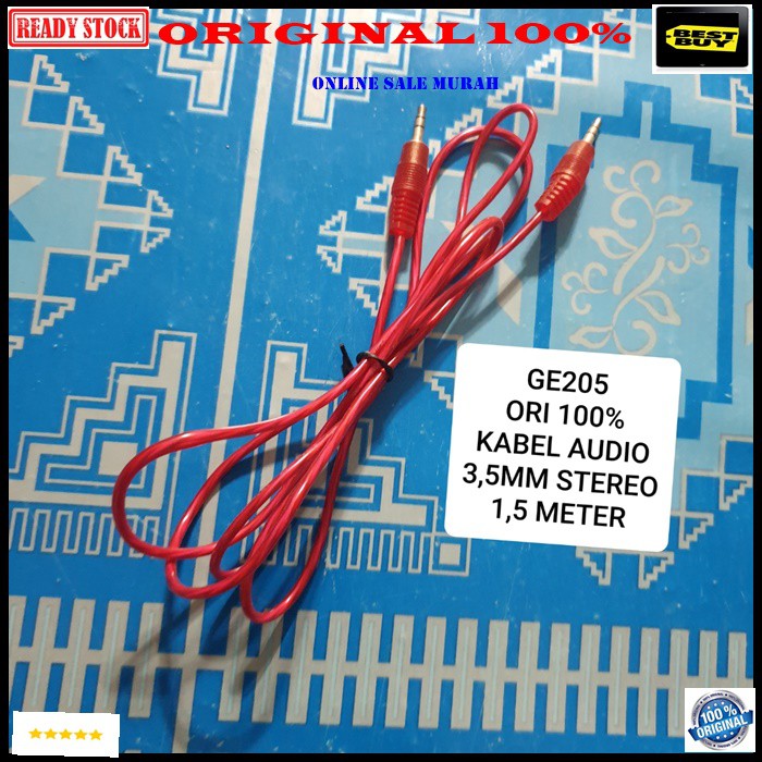 G205 Ori 100% kabel aux audio hp handphone dual 3.5mm sound system stereo jek jack sambungan elektronik speaker spk musik mp3 suara laptop DLL multifungsi universal original G205   1,5 meter / 150 cm  KABEL 3.5MM KE 3.5MM  Bisa segala JENIS HP  Penyambung