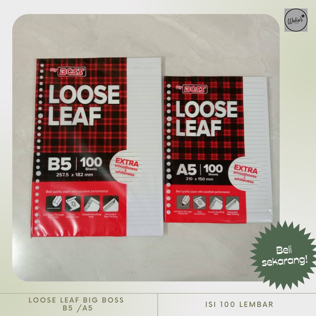 

LOOSE LEAF BERGARIS KERTAS ISI BINDER BIG BOSS A5 & B5 (100 LEMBAR)