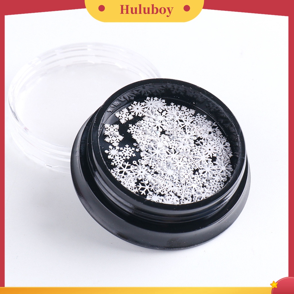 Huluboy Huluboy♡ 100pcs / Botol Stiker Kuku 3D Motif Kepingan Salju Untuk Dekorasi Nail Art