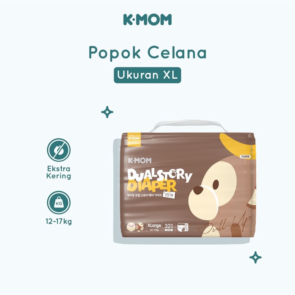 Mother-K K-Mom Dual Story Diaper XLarge (XL) 32pcs Diapers Pants Pull Up Popok Celana Bayi Anak