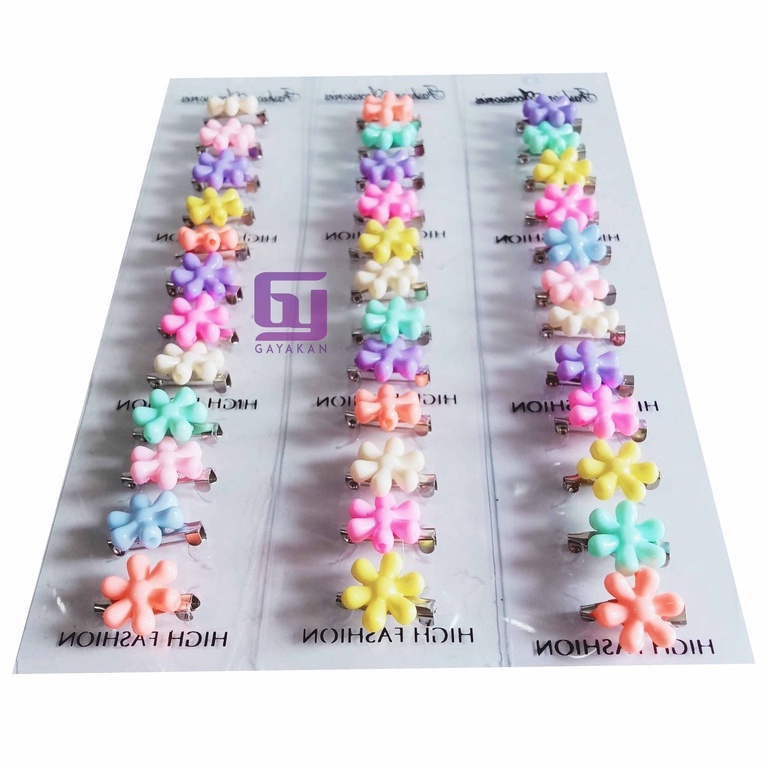 1 Lusin (12 pcs) Bros Dagu seri Flower Kecil Warna