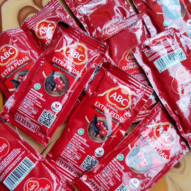 PACK - ABC Saus Sambal Asli Sachet Isi 22 x 8 gr Extra Pedas Saos Tomat Sauce Cabe Tomato Ketchup Ekstra 8 18 gr