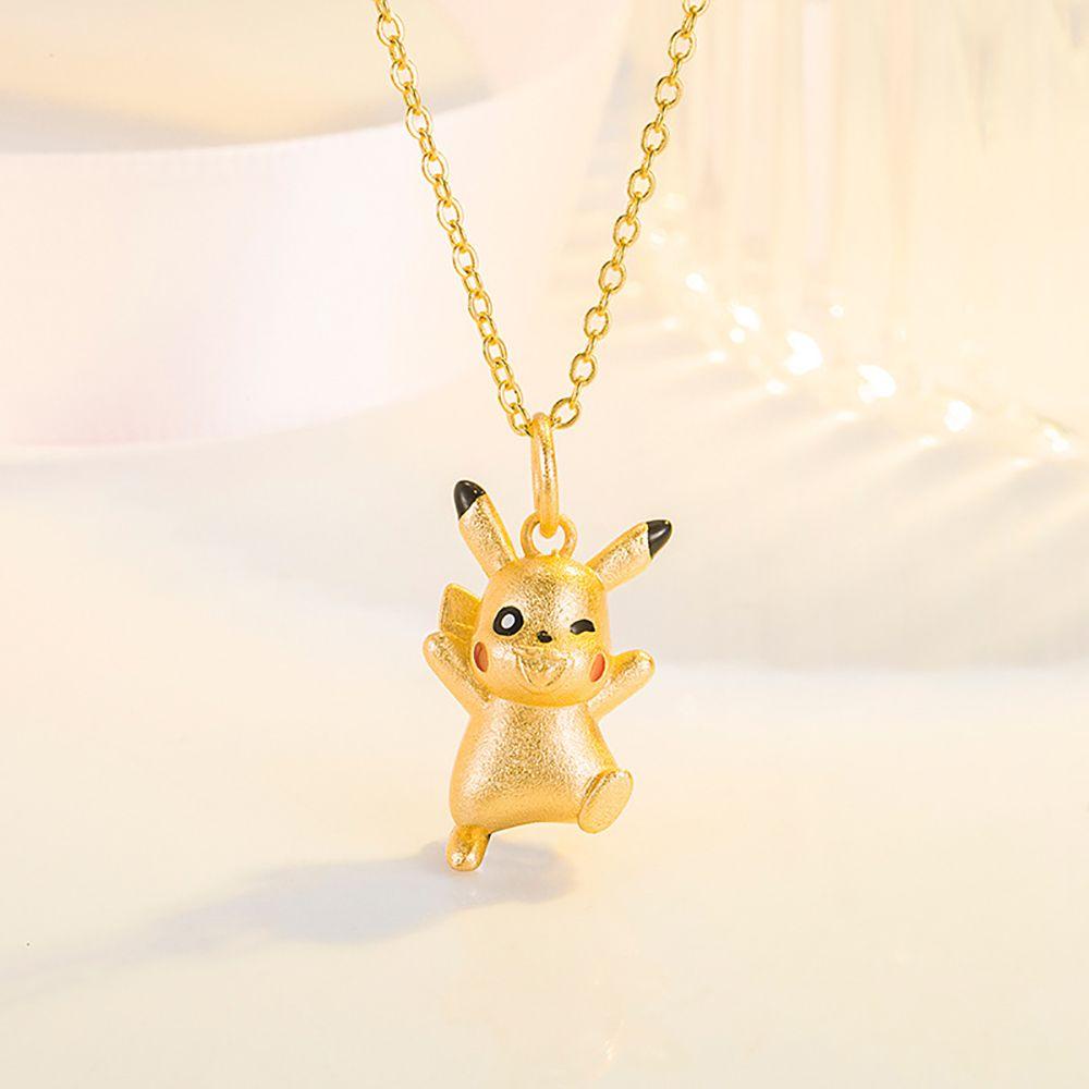 [Elegan] Kalung Kartun Trendi Hadiah Sederhana Pikachu Rantai Klavikula Keberuntungan Cincin Jari Perempuan