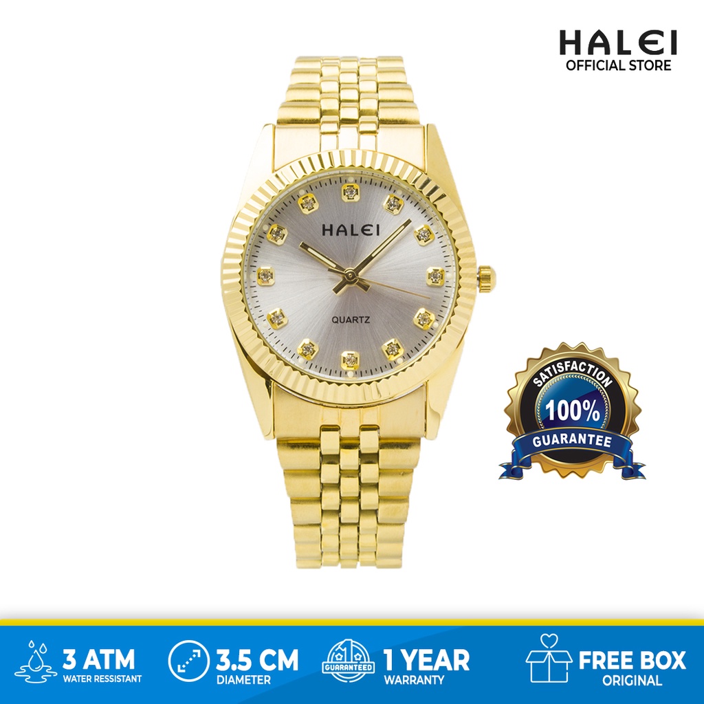 Premium (RRW) Garansi 1 Tahun Halei watch Official Jam Tangan Wanita Halei Rx Permata Gold 356 -
