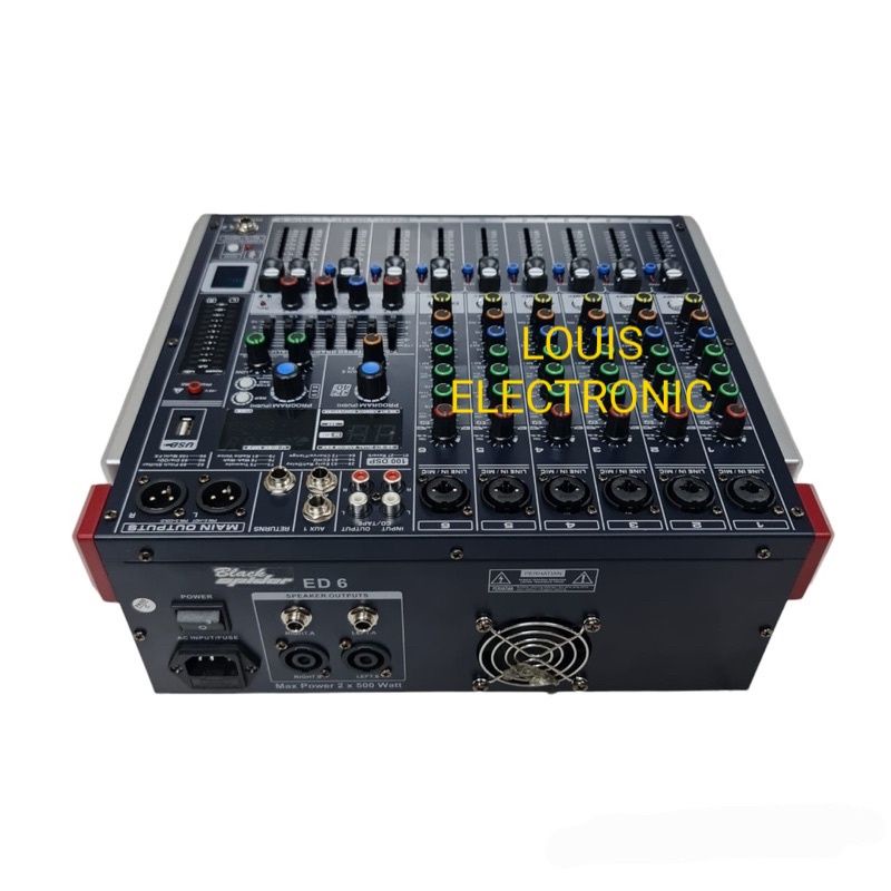 Power Mixer Black Spider ED6 ED 6 ED-6 6 Channel Bluetooth ORIGINAL Black Spider