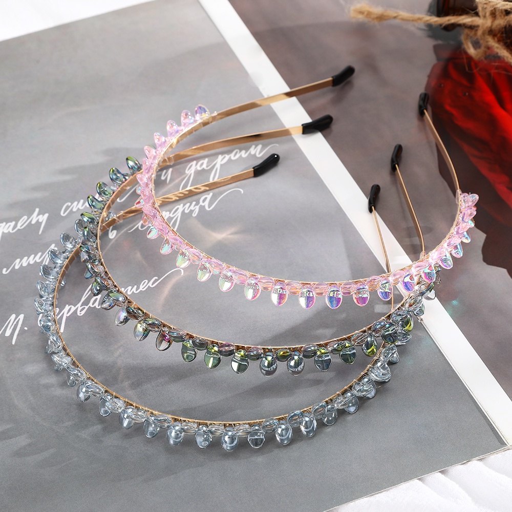 Korean Crystal Diamond Alloy Headband Fashion Rhinestone Thin Hair Band for Women Hair Accessories