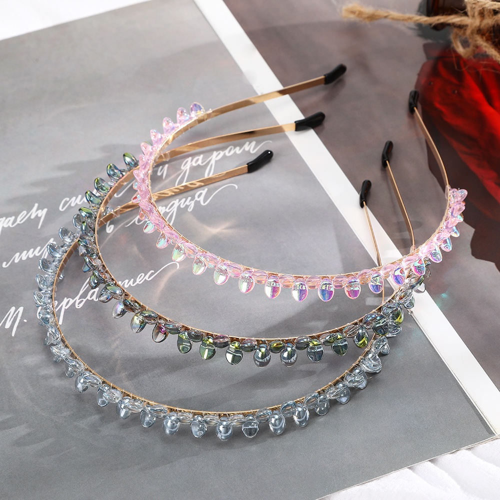 Korean Crystal Diamond Alloy Headband Fashion Rhinestone Thin Hair Band for Women Hair Accessories