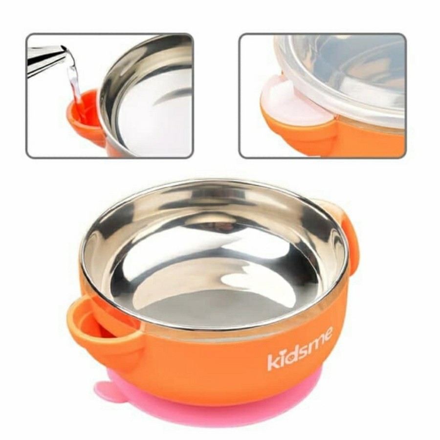 KIDSME Stainless Steel Warming Suction Bowl Mangkok Bayi Anti Slip Alat MPASI