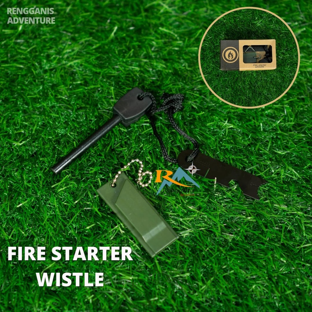 PEMANTIK API PELUIT Fire Starter Whistle Survival CAMPING Darurat Kit