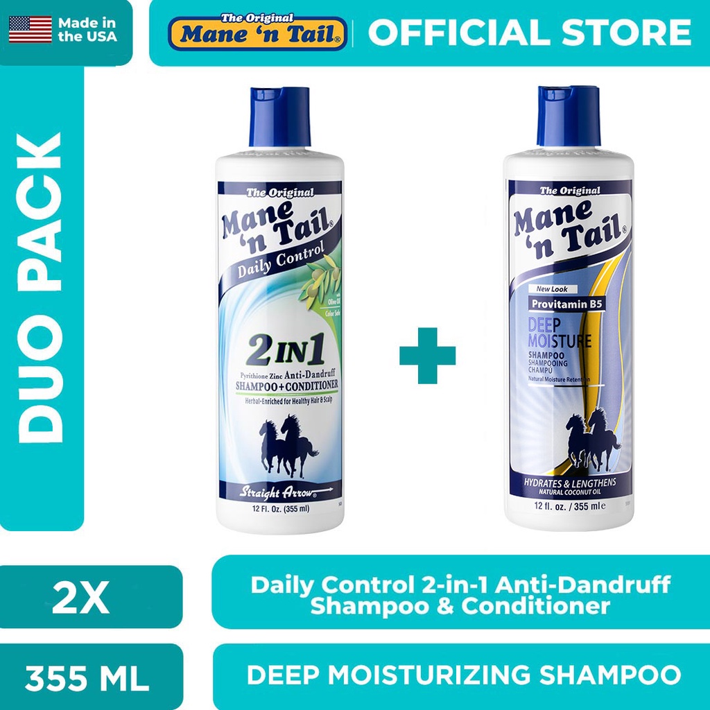 [2 Pack] Mane 'n Tail 2in1 Anti Dandruff Shampoo & Deep Moistuzing/Paket Sampo Kuda