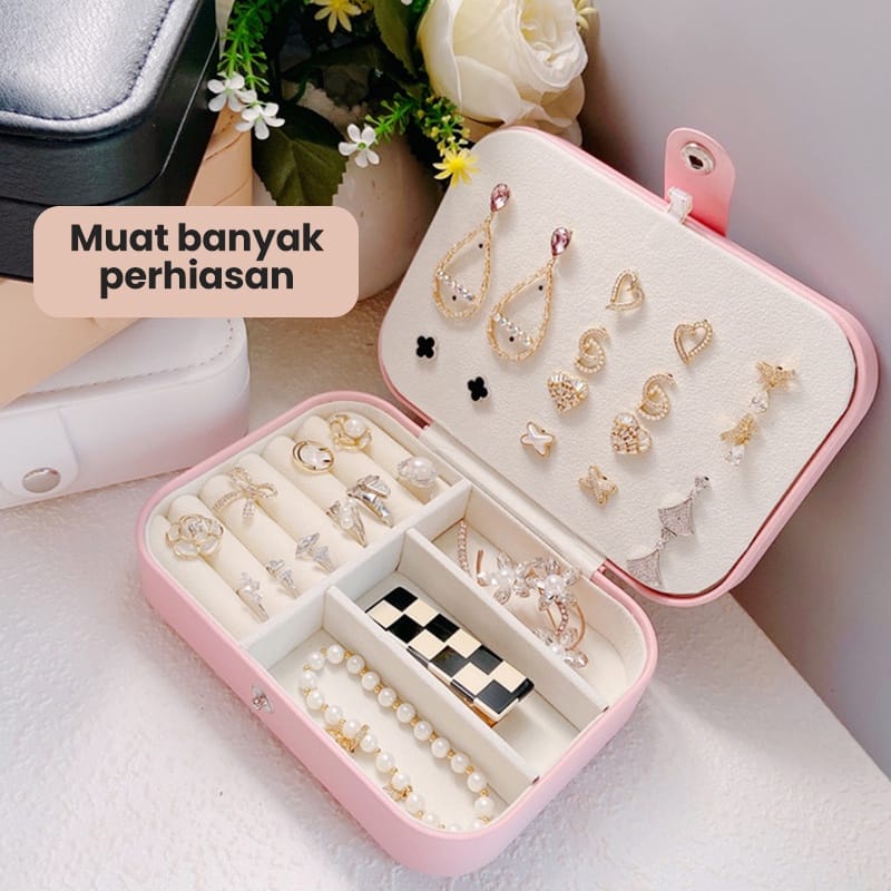 TOKOMUDA  KOTAK PENYIMPANAN PERHIASAN JEWELRY BOX ANTING KALUNG CINCIN AKSESORIS MINI TRAVEL PORTABEL KT14