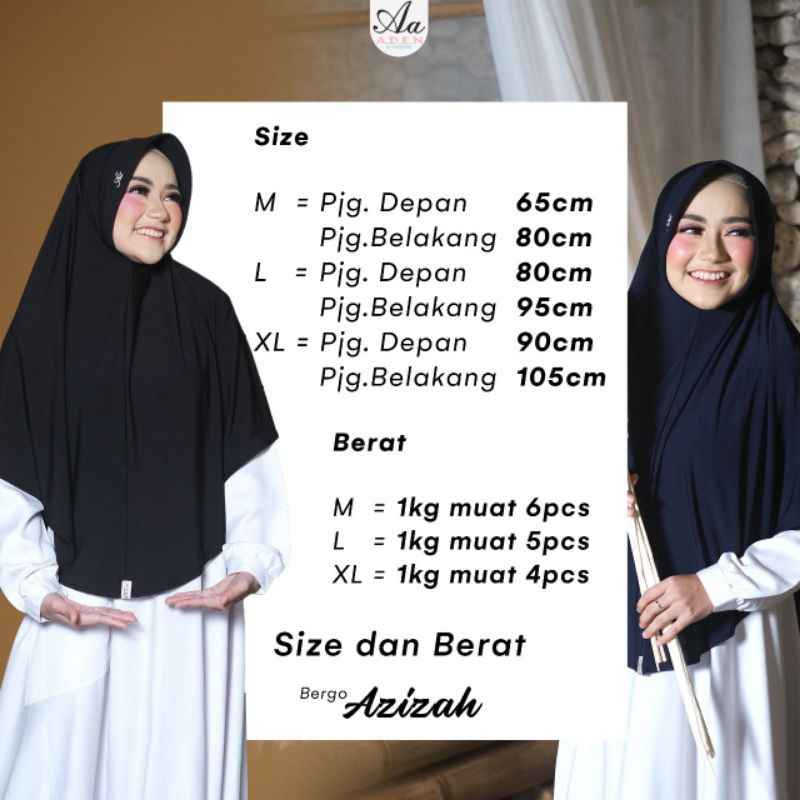ADEN HIJAB-Bergo Azizah Original/Bergo Jersey Premium/Bergo Daily/Bergo Anti Tembem