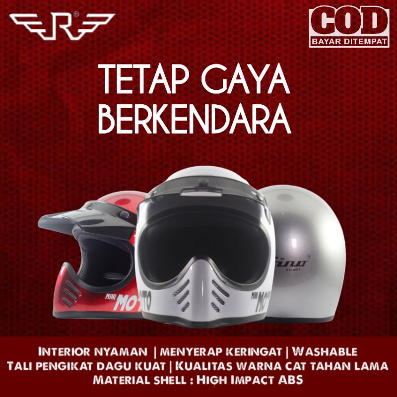 Helm Cakil Full Face Helm Custom Classic Helm Retro Classic Premium Cowok Helmet Rimc Mini Moto