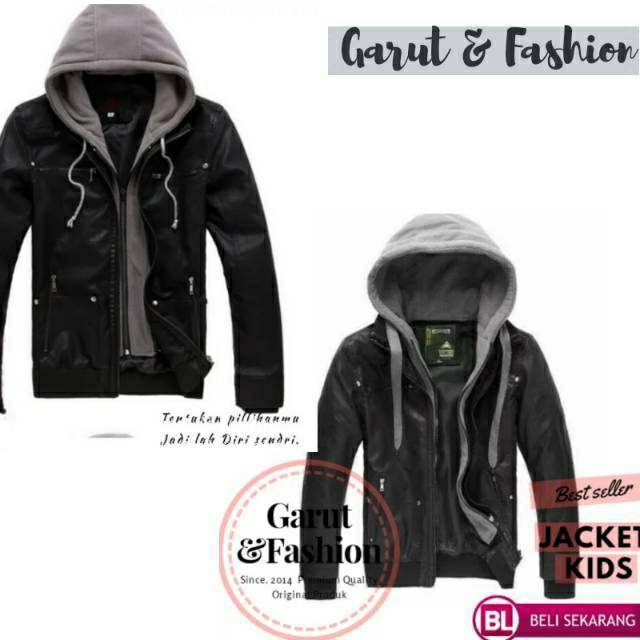 Jaket coupel-Ayah dan anak semi kulit premium + Gratis 2porsi bakso aci asli garut
