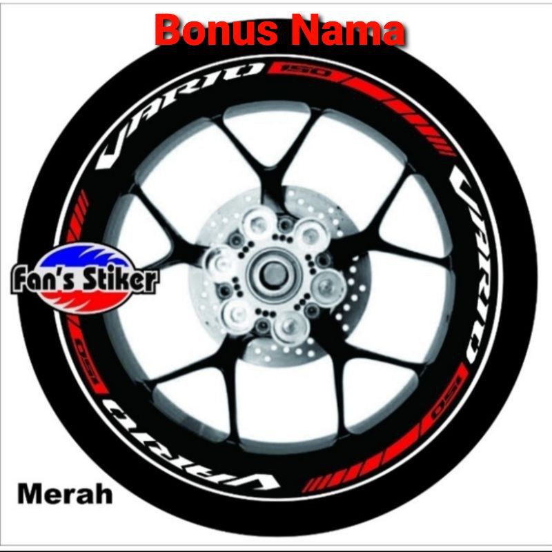 cutting stiker lis roda motor vario 110 125 150,velg vario murah - merah full Berkualitas