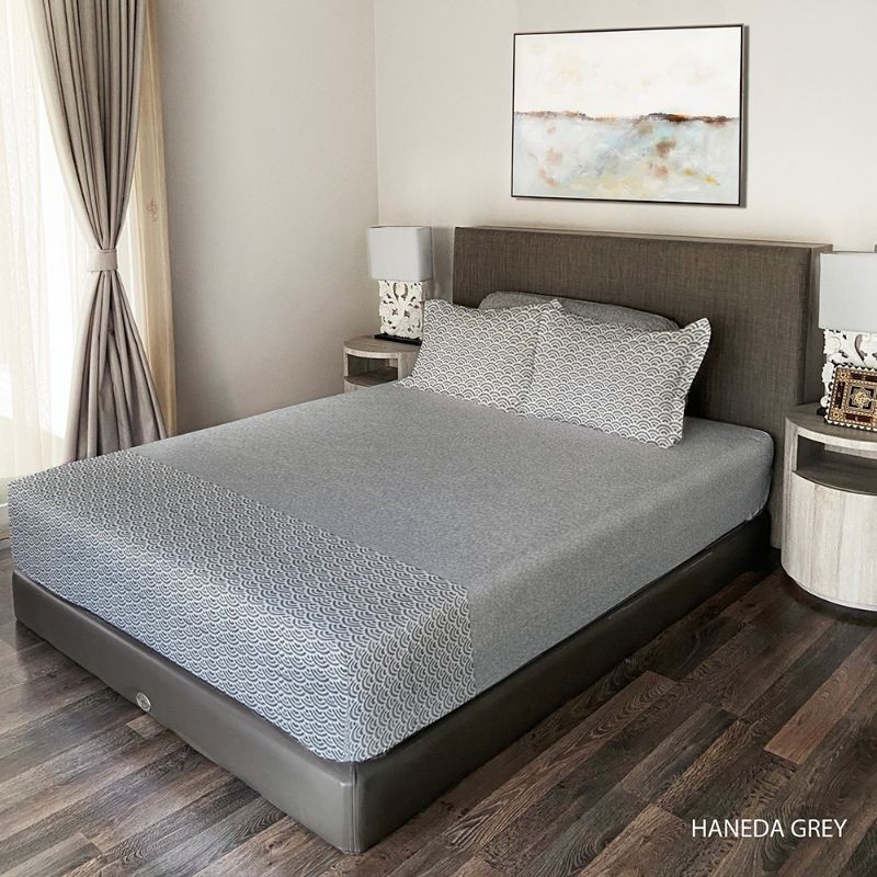 King Rabbit Sprei Single Uk 100 - 120cm, Motif Haneda Grey