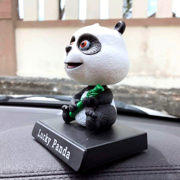 LUCKY PANDA PER Boneka Figure Miniatur Pajangan Mobil Stand Goyang Kepala Shacking Head