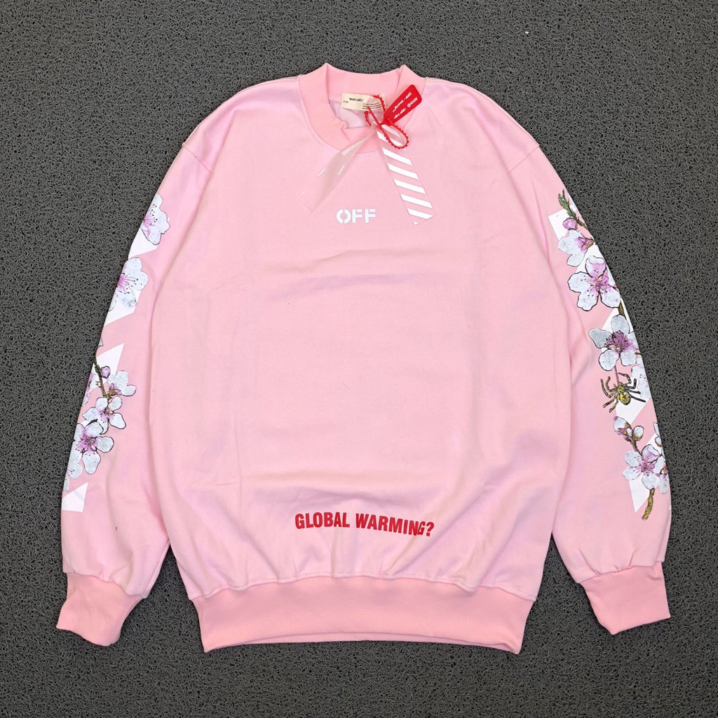 JAKET SWEATER HOODIE OFF WHITE SAKURA DIAG ARROW PINK MERAH MUDA AUTHENTIC PRE