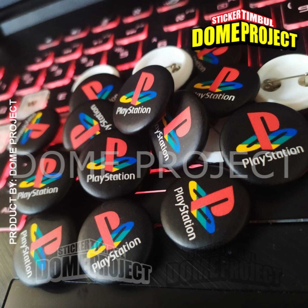 PIN BUTTON  PENITI LOGO PLAYSTATION UKURAN 25MM AKSESORIES ROMPI AKSESORIES TAS