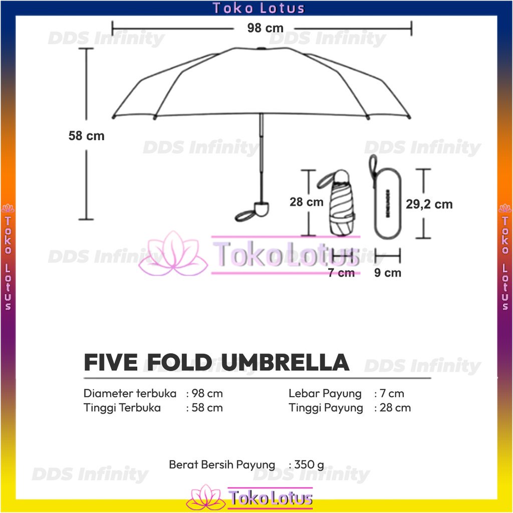 【SEMUA OTOMATIS】 𝐁𝐈𝐒𝐀 𝐁𝐀𝐘𝐀𝐑 𝐂𝐎𝐃 -  PAYUNG MINI PAYUNG LIPAT MINI CANTIK ANTI UV UPF 50+ UMBRELLA SARUNG + TALI