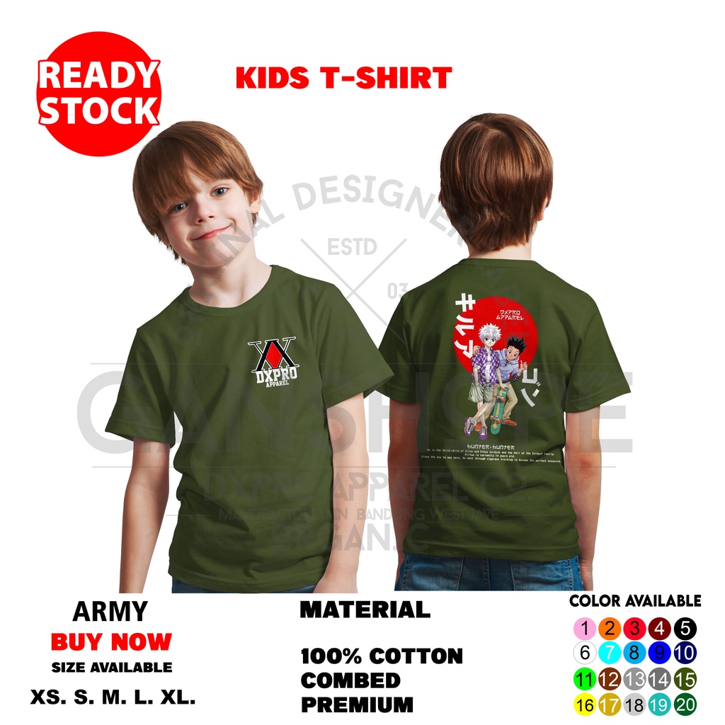 BAJU DISTRO ANAK ANIME LOGO KILLUA GON HUNTER PREMIUM