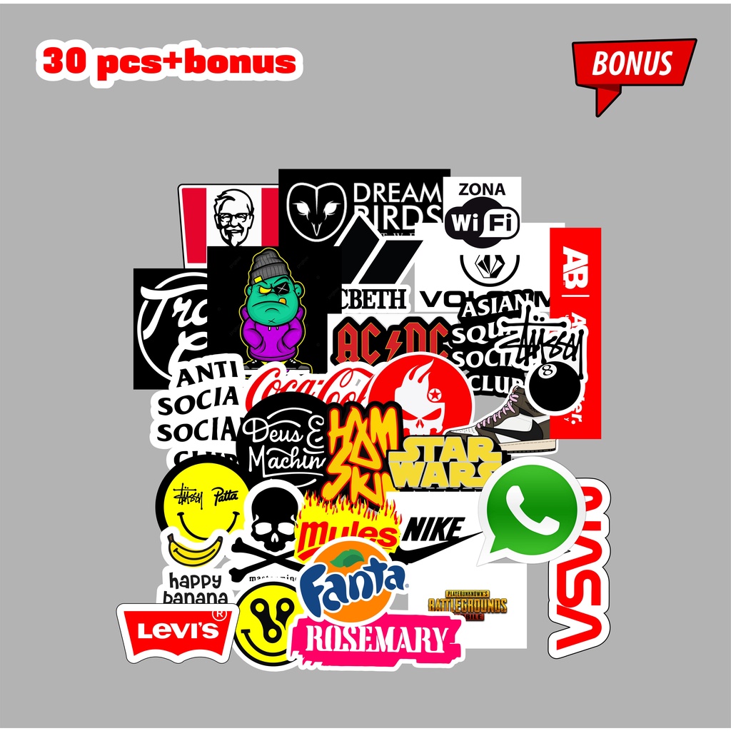 

Paket isi 30pcs Stiker brand Stiker Graftac Anti Air High quality Tumblr