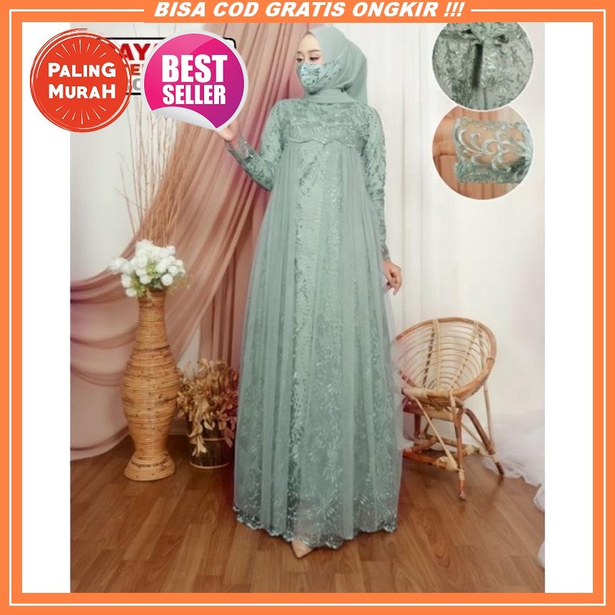 Gamis Brukat Dewasa Remaja Kekinian Terbaru 2022 Boutiq Mewah Maxi Tile Salsa Busui Lebaran Modis Tr