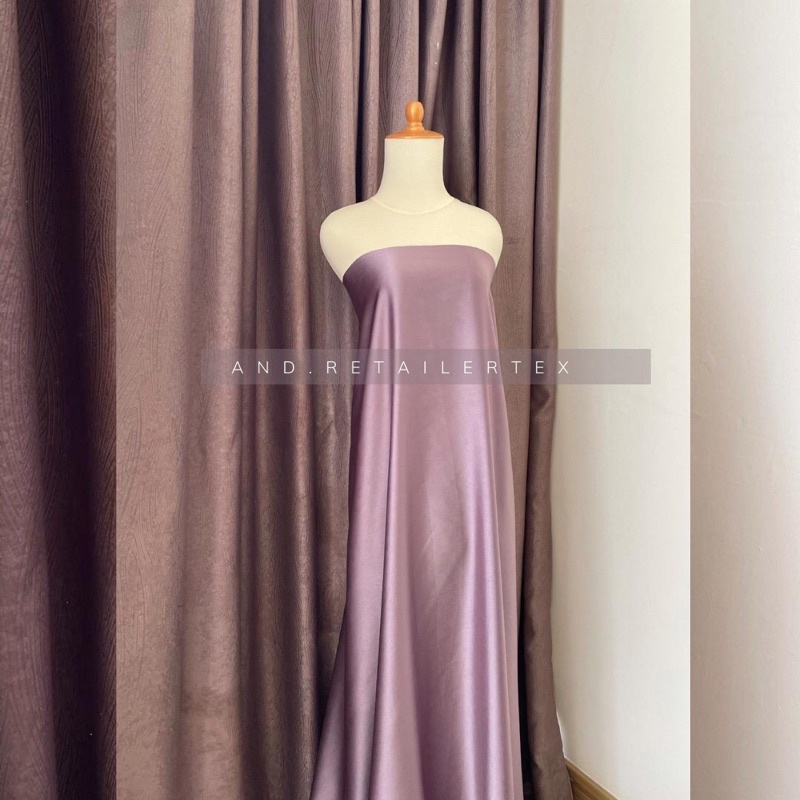 Kain Satin Maxmara Original pure Silk 100% warna Ungu Taro