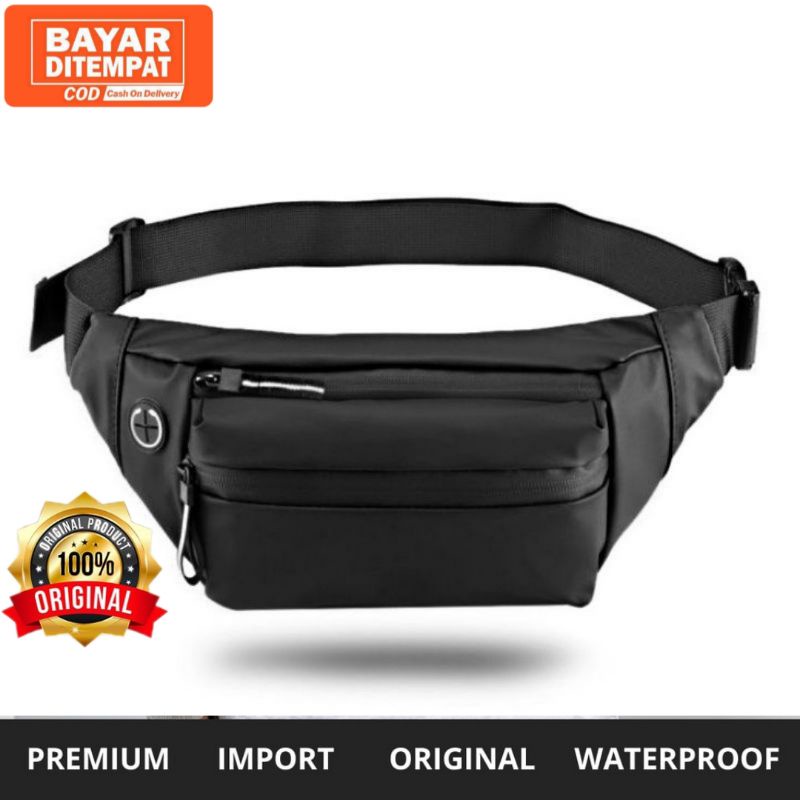 Tas Selempang Pria Wanita Waistbag Waterproof Import Original / Tas Pinggang Pria / Tas Pinggang Imp